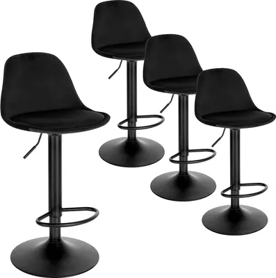 Produktbild von EUGAD 4 x Barhocker, höhenverstellbar, Drehhocker, aus Metall, Schwarz
