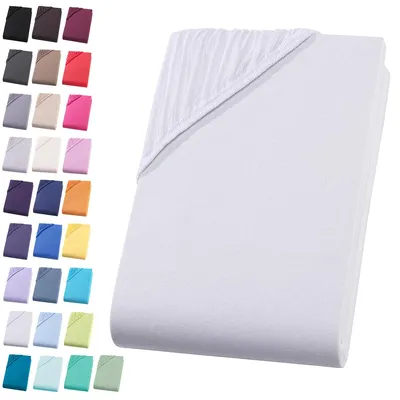 Produktbild von Jersey Spannbettlaken 90-100x200 cm Spannbettuch 100% Baumwolle Bettlaken, Weiß