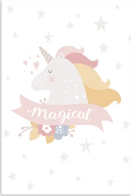 Produktbild von MuchoWow® Poster Einhorn - Zitat - Magie - Rosa - Mädchen - Baby - Mädchen 40x60 cm - Plakate für die Wand - Poster Babyzimmer