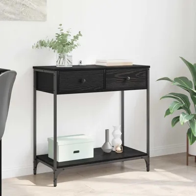 Image de vidaXL Table console noir aspect chêne 75 x 34,5 x 75 cm