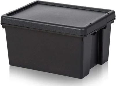 Produktbild von Recyclingbox 16 Liter mit Deckel, schwarz, Kunststoff, für Mülltrennung
