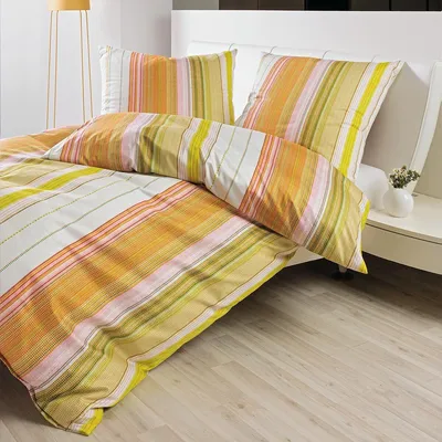 Produktbild von Janine Mako-Satin Bettwäsche Palermo 31162-04 orange grün 135x200 cm + 80x80 cm
