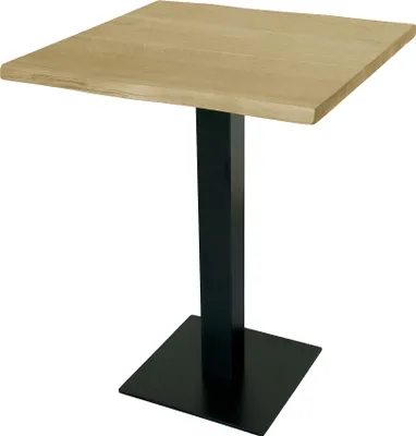 Produktbild von Bistrotisch Baumkante massiv Eiche geölt 75 x 75 cm Säulengestell schwarz IRIS