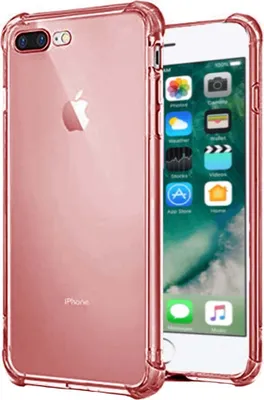 Image de Smartphonica iPhone 7/8 Plus transparent
housse en silicone antichoc avec bumper - Rouge