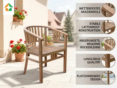 Produktbild von Gartenstuhl aus Akazienholz abgerundet, ca. 59,5 x 61 x 79 cm - Braun