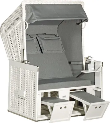 Produktbild von Sonnenpartner Konsul 2-Sitzer Strandkorb Halbliegemodell Nordsee weiß/grau