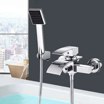 Produktbild von Dusch Wasserfall Badewannenarmatur set Bad Einhebelmischer Wasserhahn mit brause