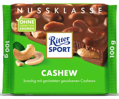 Immagine prodotto di Ritter Sport Cashew Anacardi tostati e salati al cioccolato 100g