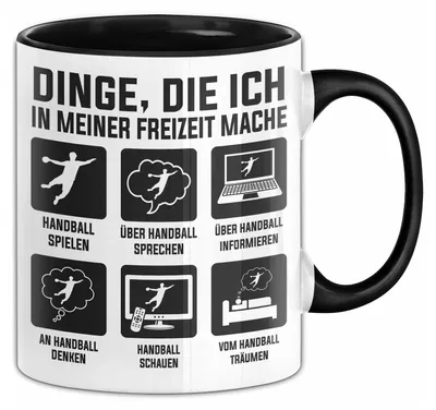 Produktbild von Dinge Die Ich In Meiner Freizeit Mache Handball Tasse Geschenk Handball-Spielergeschenkidee (Schwarz)