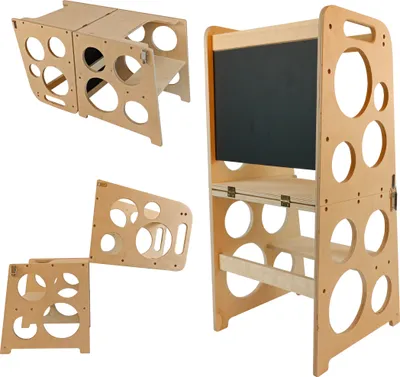 Produktbild von Lernturm Klappbar für Kinder Learning Tower 3in1 Stuhl und Tisch für Kinder Lernstuhl Tritthocker - Learning Kids Tower 3 in 1