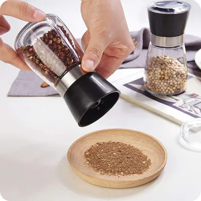 Produktbild von Schwarzes Gewürzmühle - Rotmetallgrauen Salz- und Pfeffermühlen mit verstellbarem Keramikmahlwerk - Schwarze Pfeffermühle und Salzmühlen Streuer