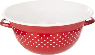 Immagine prodotto di Ciotola Orion smaltata retro smaltata ROSSA CON PUNTI BIANCHI 34 cm