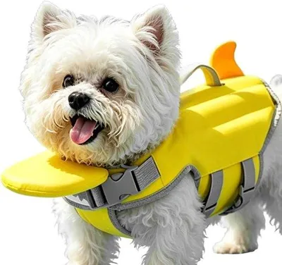 Produktbild von Hundeschwimmweste – Schwimmweste für Hunde – Schwimmhilfe für kleine Hunde – Verstellbar – Sicherheitsweste für Pool, See und Fluss – Größe XS – Gelb