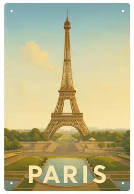 Produktbild von Blechschild 20x30cm Paris Eiffelturm Klassisches Stadtmotiv Metallschild Wanddeko Frankreich Reise Motiv Vintage Deko AstraDesign