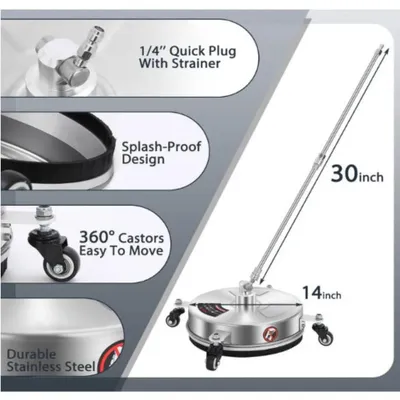 Produktbild von Flächenreiniger für Hochdruckreiniger - 33/36 cm - 4000 PSI - Edelstahl - 4 Räder - Weiß