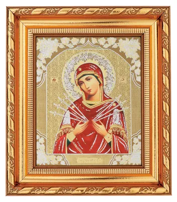Produktbild von Gottesmutter Siebenpfeilige Ikone im Rahmen mit Glas 14x16cm christlich 11359