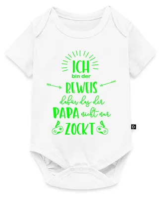 Produktbild von Spreadshirt Der Beweis Dass Der Papa Nicht Nur Zockt Kurzarm Tages Baby Body, 62 (2-3 M.), Weiß