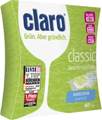Produktbild von claro Geschirrspl Tabs classic pure Kraft 40 Tabs 640g