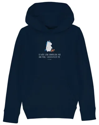 Produktbild von Mr. & Mrs. Panda Kinderpullover Einhorn Teddy 7-8 Jahre (122/128) - French Navy - Geschenk, Kinderbekleidung, Unicorn, Pullover, Single, schlafen, Einhörner, Hoodie