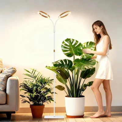 Image de Lampe de croissance LED à 2 têtes pour plantes d'intérieur - Plein spectre avec minuterie