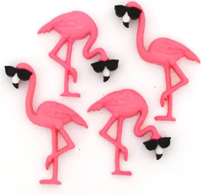 Produktbild von Dress It Up Knöpfe mit Tiermotiven : Think Pink Flamingos Motiv: Think Pink Flamingos