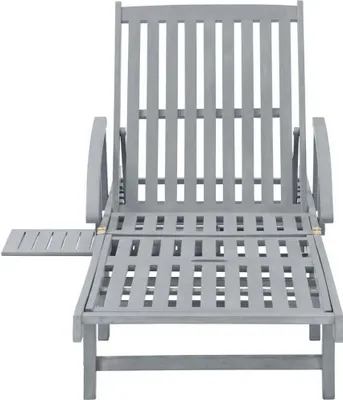 Image de vidaXL Chaise longue Gris Bois massif Acacia