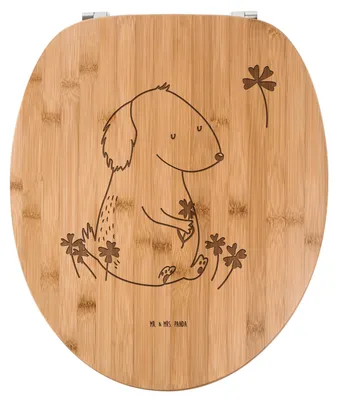 Produktbild von Mr. & Mrs. Panda WC Sitz Hund Kleeblatt - Transparent - Geschenk, Toilettendeckel, Klodeckel, Deckel, Hundebesitzer, Toilettenbrille, Glück, holz toilettensitz, Neuanfang