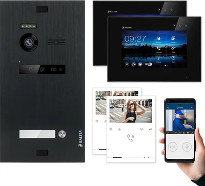 Produktbild von BALTER EVO Video Türsprechanlage Schwarz Set 2-Draht 2xQuick + 7" WiFi-LCD-Monitor für 1 Familienhaus