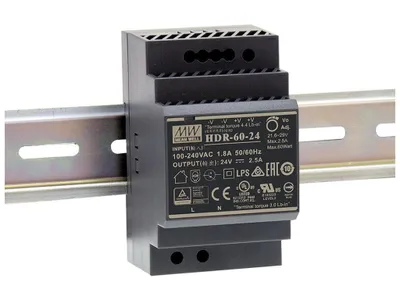 Obrázek produktu pro Průmyslový napájecí zdroj na DIN lištu - jeden výstup - 60 W - 24 V - 2,5 A