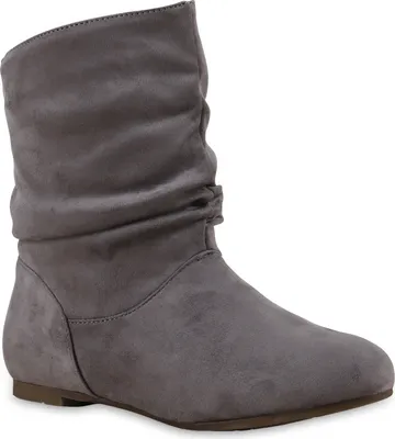 Produktbild von Mytrendshoe Damen Schlupfstiefel Stiefeletten Bequeme Schuhe 812201, Farbe: Hellgrau, Größe: 39