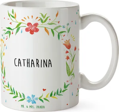 Produktbild von Mr. & Mrs. Panda Tasse Catharina - Geschenk, Teetasse, Kaffeetasse, Bedruckte, schöne, Trinkbecher, Becher