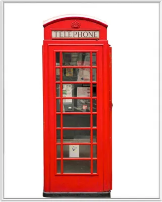 Produktbild von Wallario Wandbild London Rote Telefonzelle, Größe: 40,30 x 50,30 cm, Poster mit weißem Aluminiumrahmen