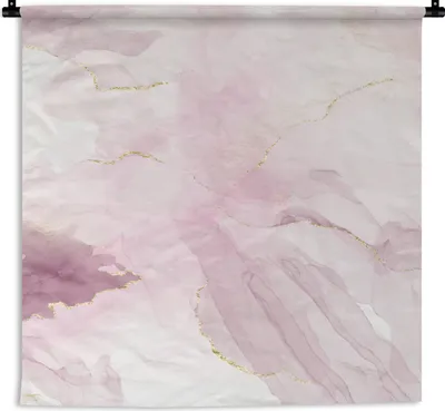 Produktbild von MuchoWow® Wandteppich Wandbehang Marmor - Lila - Gold 90x90 cm Tapisserie Dekoration Wandtuch - Wandaufhänger