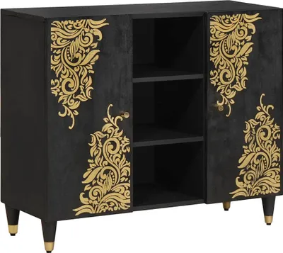 Immagine prodotto di Credenza con porta Nero 90 x 33 x 75 cm Legno di mango massello