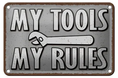 Produktbild von Blechschild Spruch 18x12cm my tools my rules Dekoration