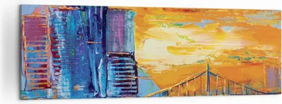 Produktbild von Bild auf Leinwand - Leinwandbild - Einteilig - Stadt Brücke pastos - 160x50cm - Wand Bild - Wanddeko - Wandbilder - Leinwanddruck - Bilder - Wanddekoration - Leinwand bilder - Wandbild - AB160x50-4392