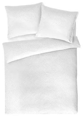 Image de Parure de lit, drap en satin de coton, 100 % coton, qualité supérieure, motif géométrique, dimensions 160x200, couleur blanche