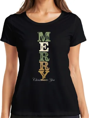 Produktbild von MERRY Christmas to You Weihnachten Weihnachtsgeschenk Vintage Damen T-Shirt, Schwarz, XL
