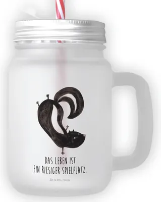 Produktbild von Mr. & Mrs. Panda Glas Stinktier Handstand - Transparent - Geschenk, Trinkglas mit Deckel, Wildtier, Spielplatz, Skunk, Und Strohhalm, Stinker, Trinkgefäß, Cocktailglas