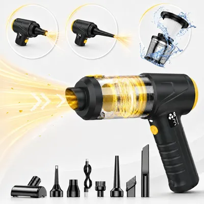 Produktbild von 4-in-1 Auto Staubsauger, 18000 pa Akku Handstaubsauger mit LED-Licht, Digitalem Display, Ultra-leiser, 3 Modi, Tragbar für Auto, Haushalt, Tierhaare