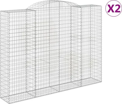 Productafbeelding van vidaXL Gabionen met boogvorm, 2 stuks, 300x50x220/240 cm, verzinkt staal
