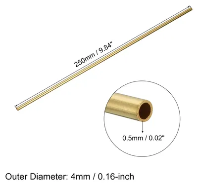 Produktbild von 3 Stš¹ck 250mm L?nge Messingrohr 4mm Au?endurchmesser, Nahtlose Gerades Rohr 0,5mm Wandst?rke, Messing Rundrohr fš¹r Industrie Bauwesen Garten Haushalt Bastelarbeiten Dekoration