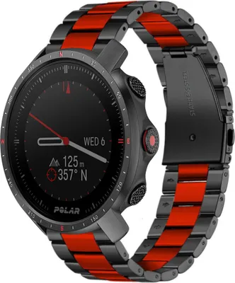 Produktbild von Strap-it Stahlarmband - Kompatibel mit Polar Grit X ProArmband Ersatzarmband Edelstahl Armband mit faltschließe Sportuhr zubehör für smartwatch 22mm Armband Rot