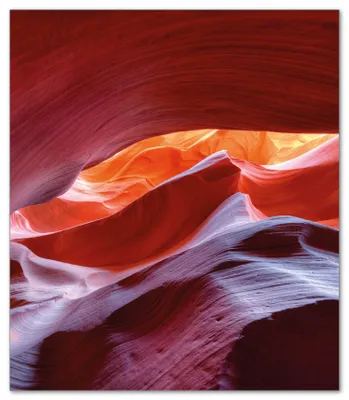 Produktbild von Wallario Herdabdeckplatte aus Glas, Größe 52 x 60 cm 1-teilig, Motiv Antelop Canyon USA  Kalksandsteingebirge in leuchtenden Farben
