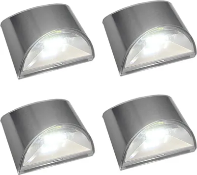 Produktbild von 4er Set Solar LED Wandleuchte für Außen Wandlaterne Edelstahl Solarlampe Außenbeleuchtung Solarleuchte Wandlampe Kaltweiß Wandbeleuchtung