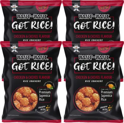 Produktbild von Want Want Chicken und Chivers Crisps Japonica Reiscracker 85g 4er Pack
