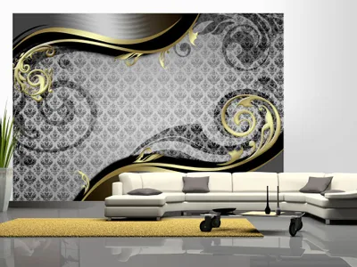 Produktbild von Vlies Fototapete 400x280 cm Tapeten Wandtapete XXL Abstrakt Ornament schwarz gold a-A-0055-a-a