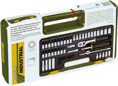 Produktbild von Proxxon  Steckschlüsselsatz mit Knüppelratsche, 1/4, 50-tlg., 23280