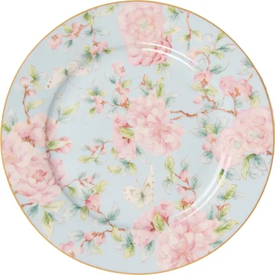 Produktbild von Clayre & Eef Frühstücksteller Ø 19 cm Grün Rosa Porzellan Blumen