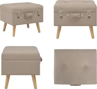 Produktbild von vidaXL Hocker mit Stauraum 40 cm Beige Stoff - Hocker - Fußhocker - Hocker Mit Stauraum - Sitzhocker
